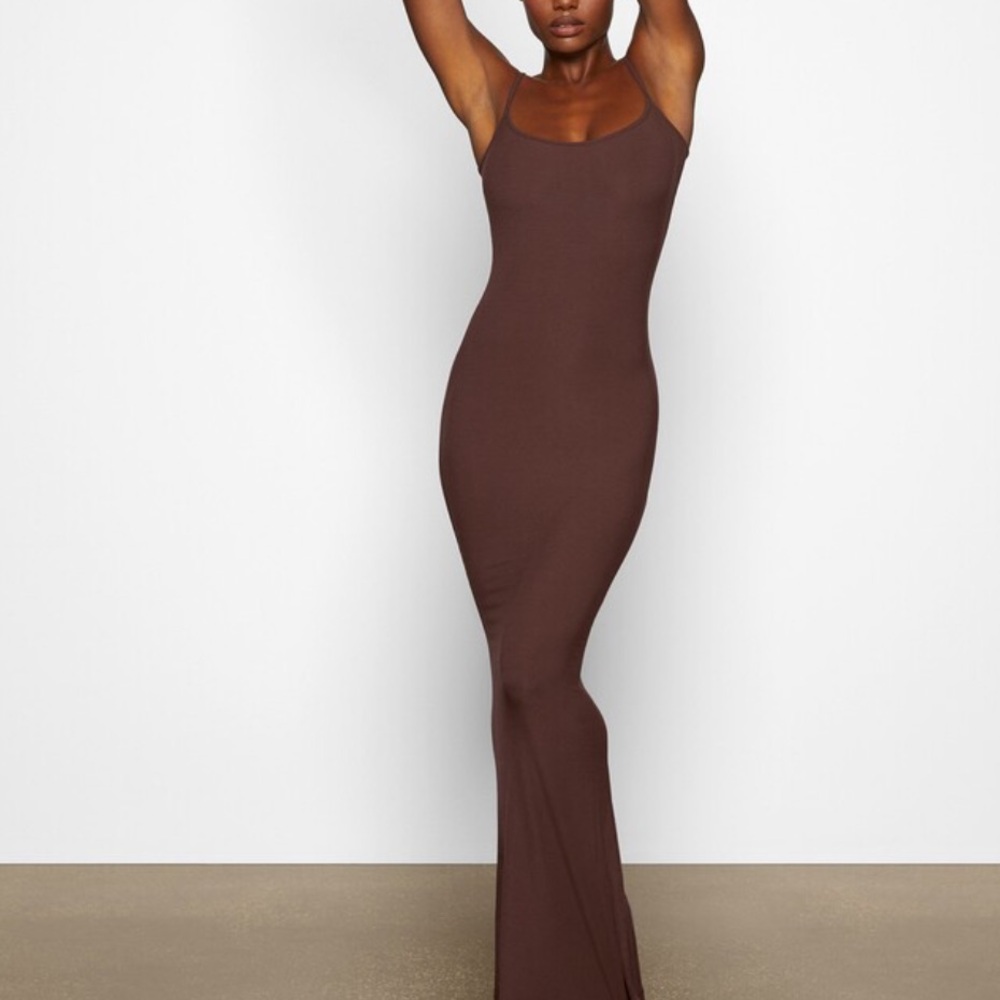 NWT SKIMS soft lounge long slip dress cocoa medium